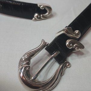 Coldwater Creek 3x  black and silver metal belt #91017